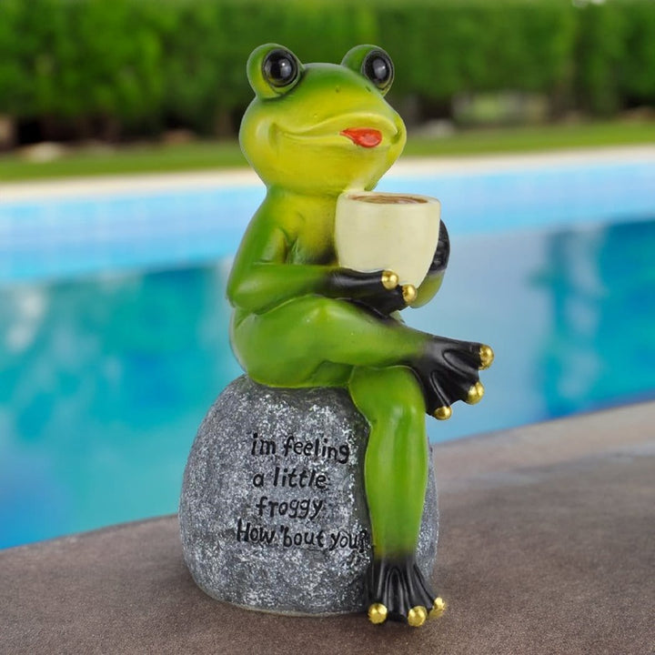 07CoffeeDrinkingFrogGardenStatuewithFunnyQuote