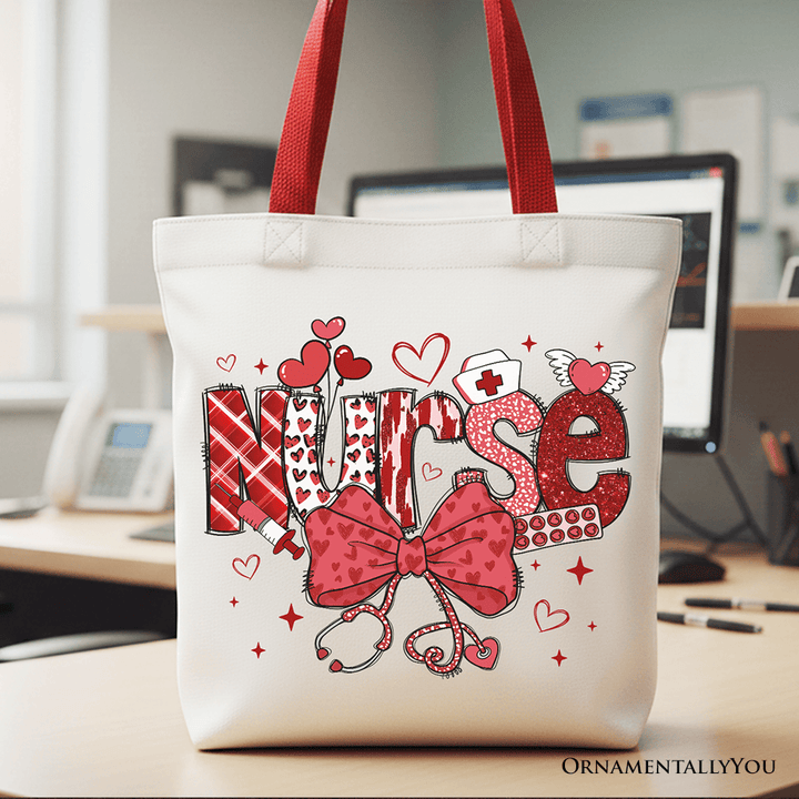 ForProduct-01ValentineNurseCoquetteBowCanvasToteBag_CupidFavoriteNurseWorkShopper