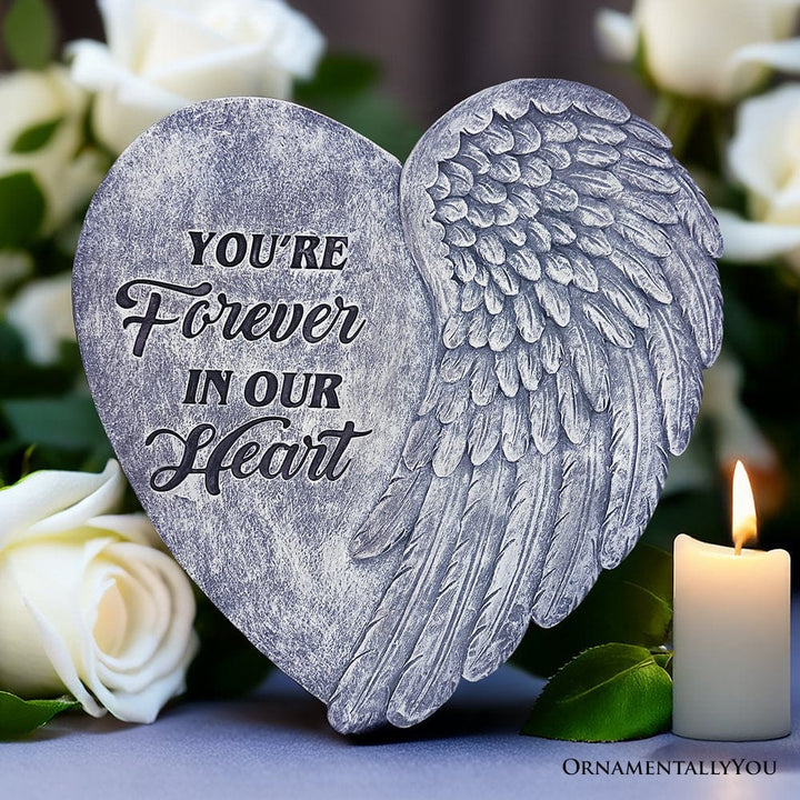 ForProduct-01You_reForeverinOurHeartsAngelWingSteppingStone_9.5GardenDecorativeMemorialResinFigurine