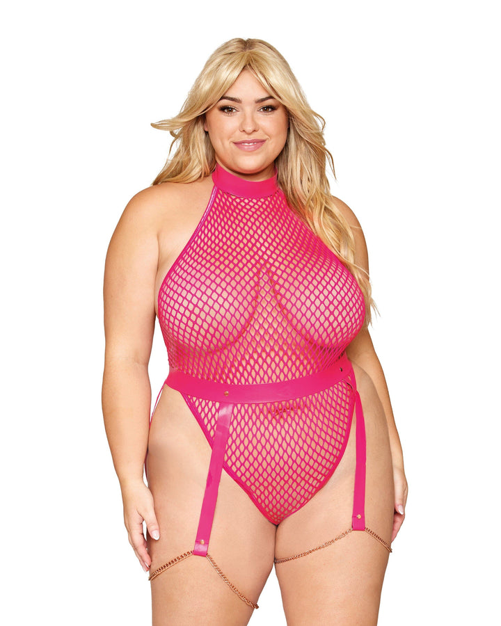 dreamgirl-plus-size-fishnet-teddy-and-faux-leather-garter-belt-set-garter-set-dreamgirl-525770
