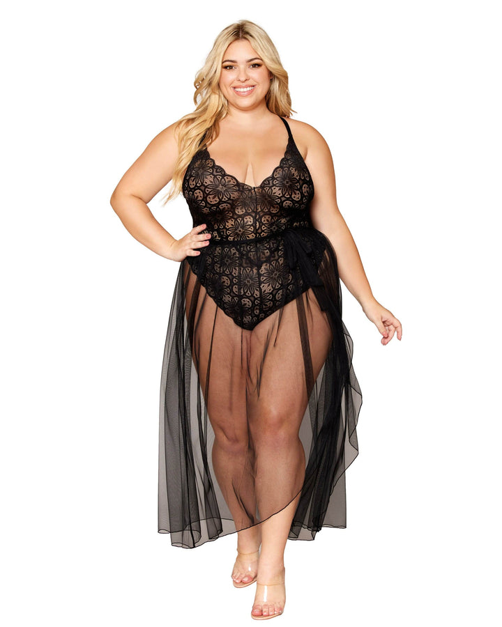 dreamgirl-plus-size-mosaic-lace-teddy-sheer-skirt-teddy-dreamgirl-1x-black-249414