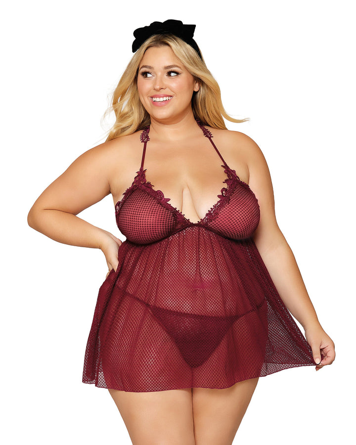 novelty-stretch-mesh-and-delicate-venise-embroidery-babydoll-and-matching-g-string-set-lingerie-babydoll-dreamgirl-international-174191